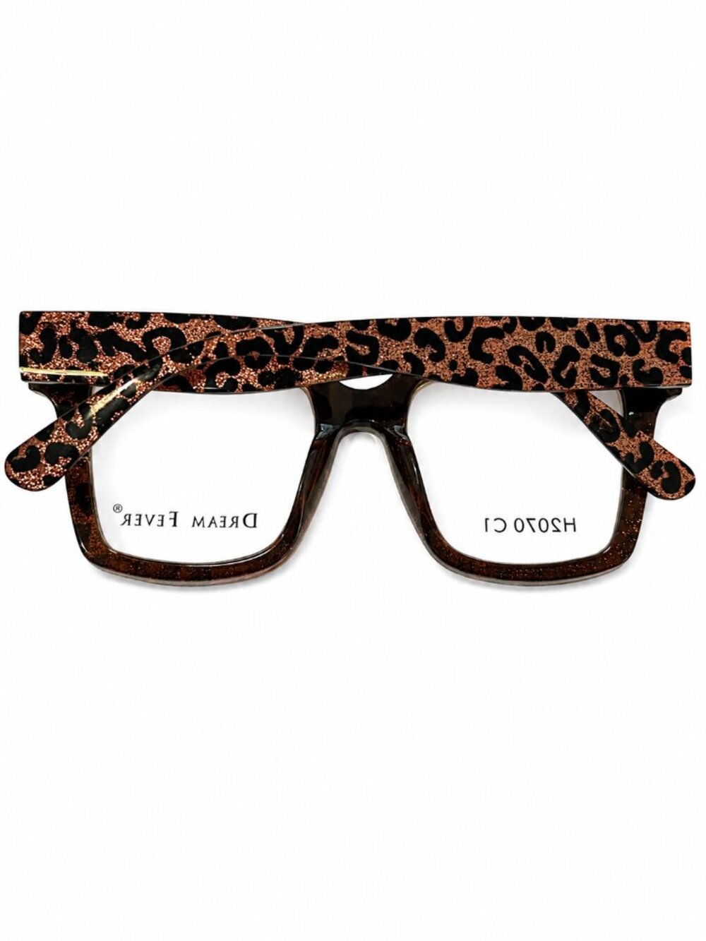Dream Fever H2070 C1 Leopard Print Square Eyeglass Frames 50-19-145 - Picture 3 of 10